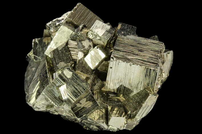 Gleaming, Cubic Pyrite Crystal Cluster - Peru #124407